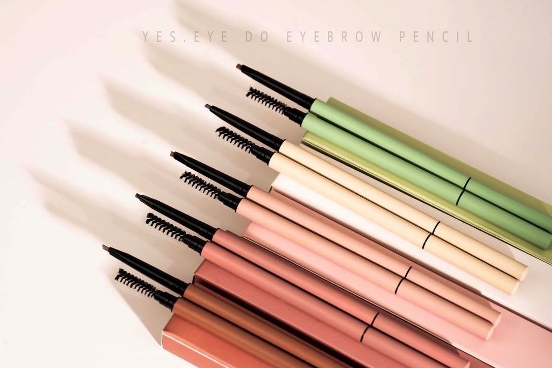 Private label Precise Dual Ended Eyebrow Pencils Custom Beige Eyebrow Pencil Nude Slim Crayon White Brow Pencil Brush OEM