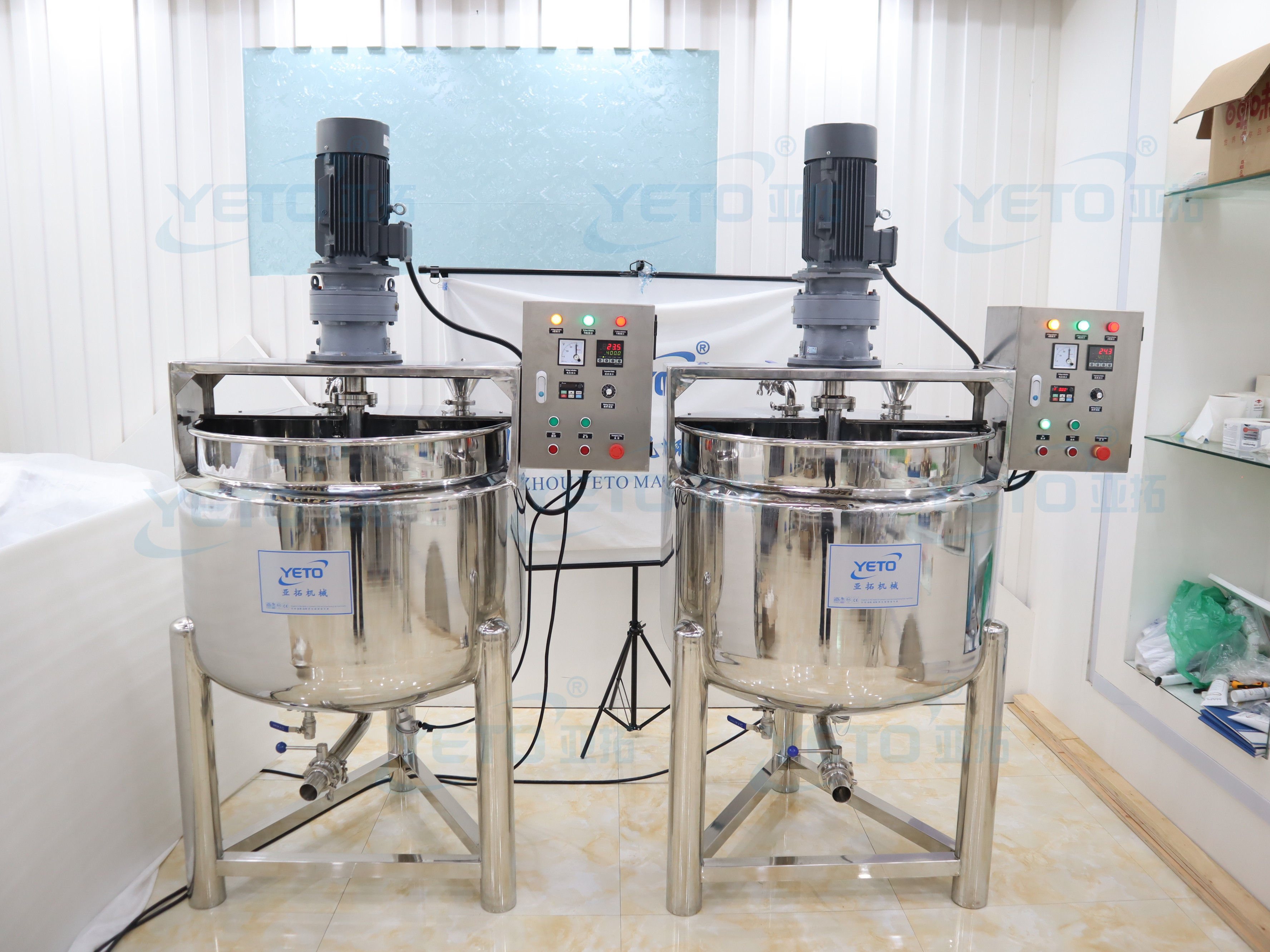 YETO-100-500 Liters Cosmetic Cream Soap Mixing Homogenizing Machine With Agitator Mixer Tank Vessel Jacket Heating Emulsion Tank