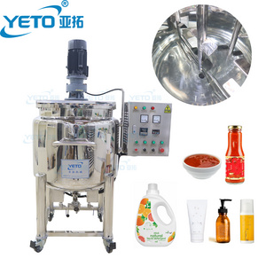 YETO Cosmetic Machine Cream Detergent Mixing Equipment Jacket Heating Mixer Tank Agitator Blades Stainless Steel Lotion Shampoo