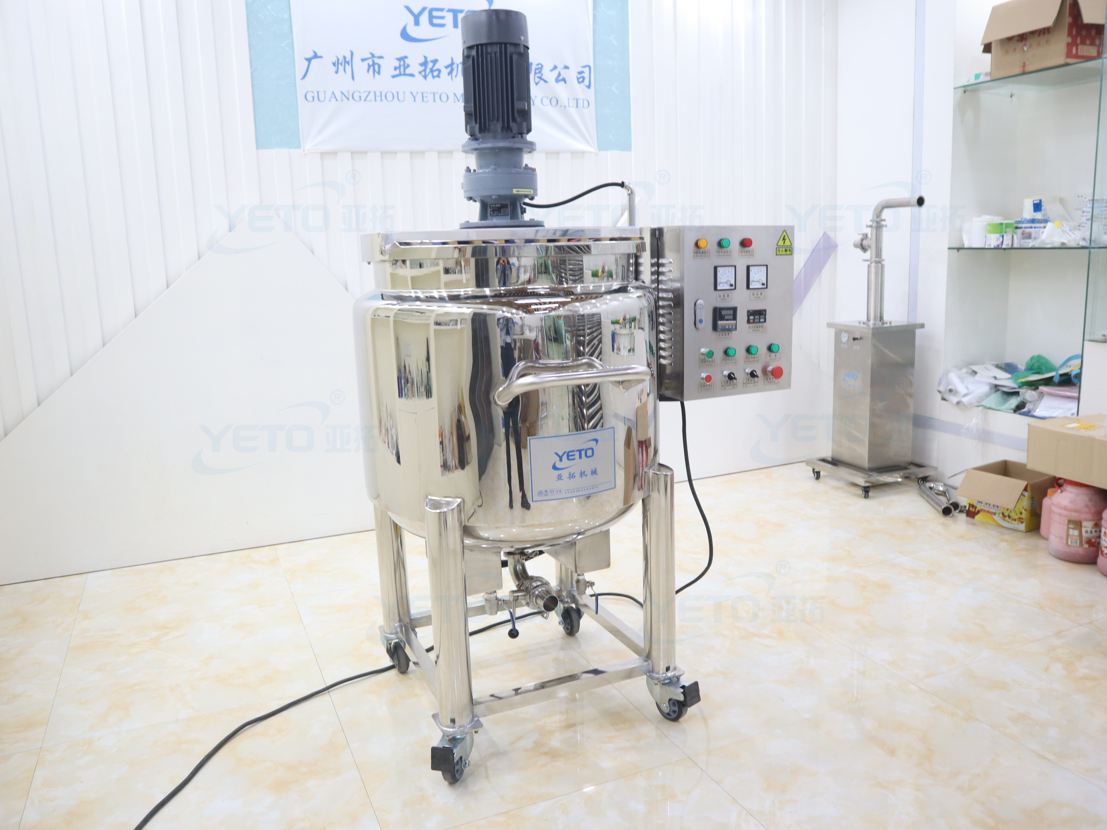 YETO Cosmetic Machine Cream Detergent Mixing Equipment Jacket Heating Mixer Tank Agitator Blades Stainless Steel Lotion Shampoo