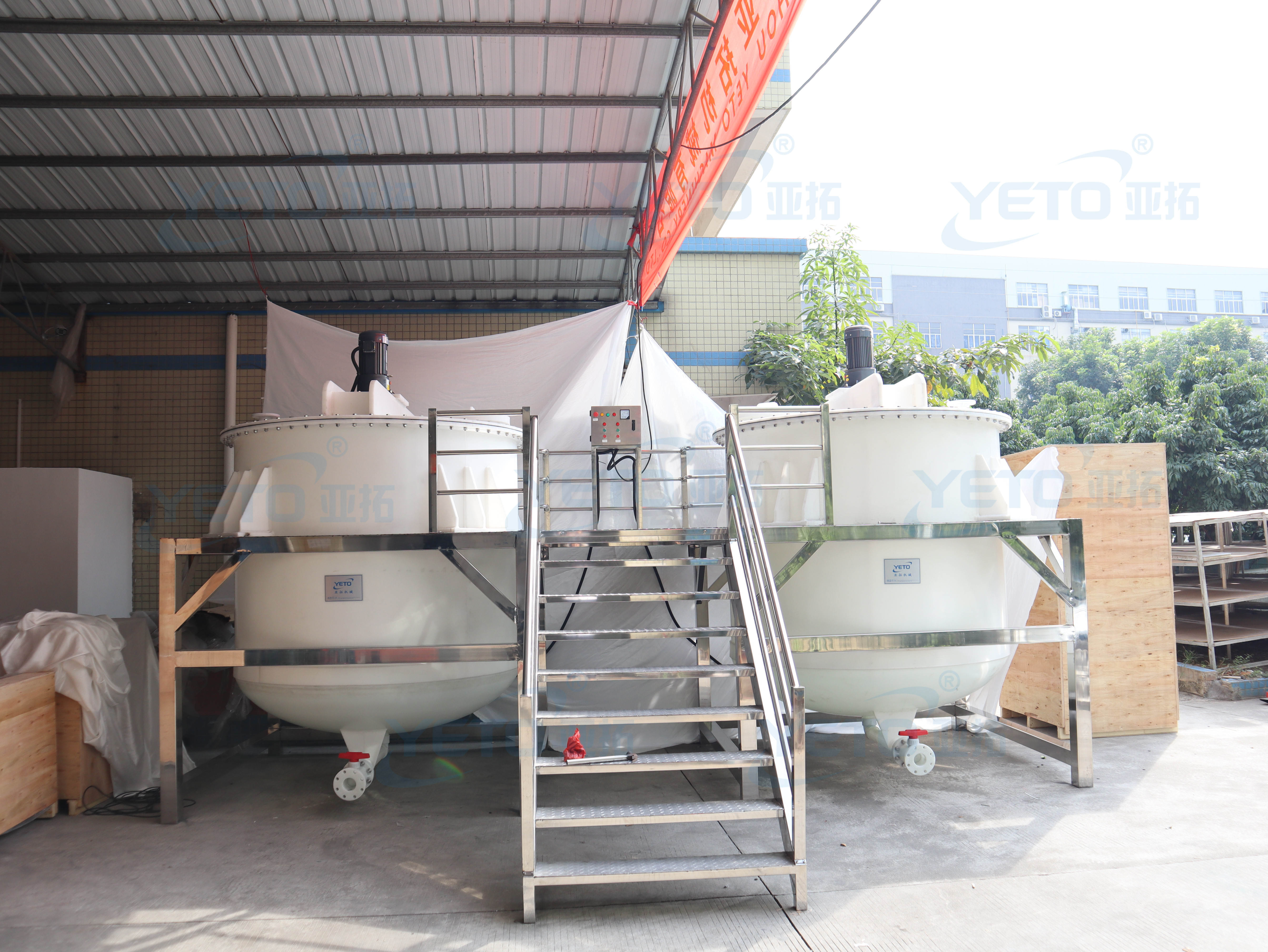 YETO-500-5000L anticorrosion mixing tank bleach making machine stirring mixer tank industrial chemical acid alkali base stirrer