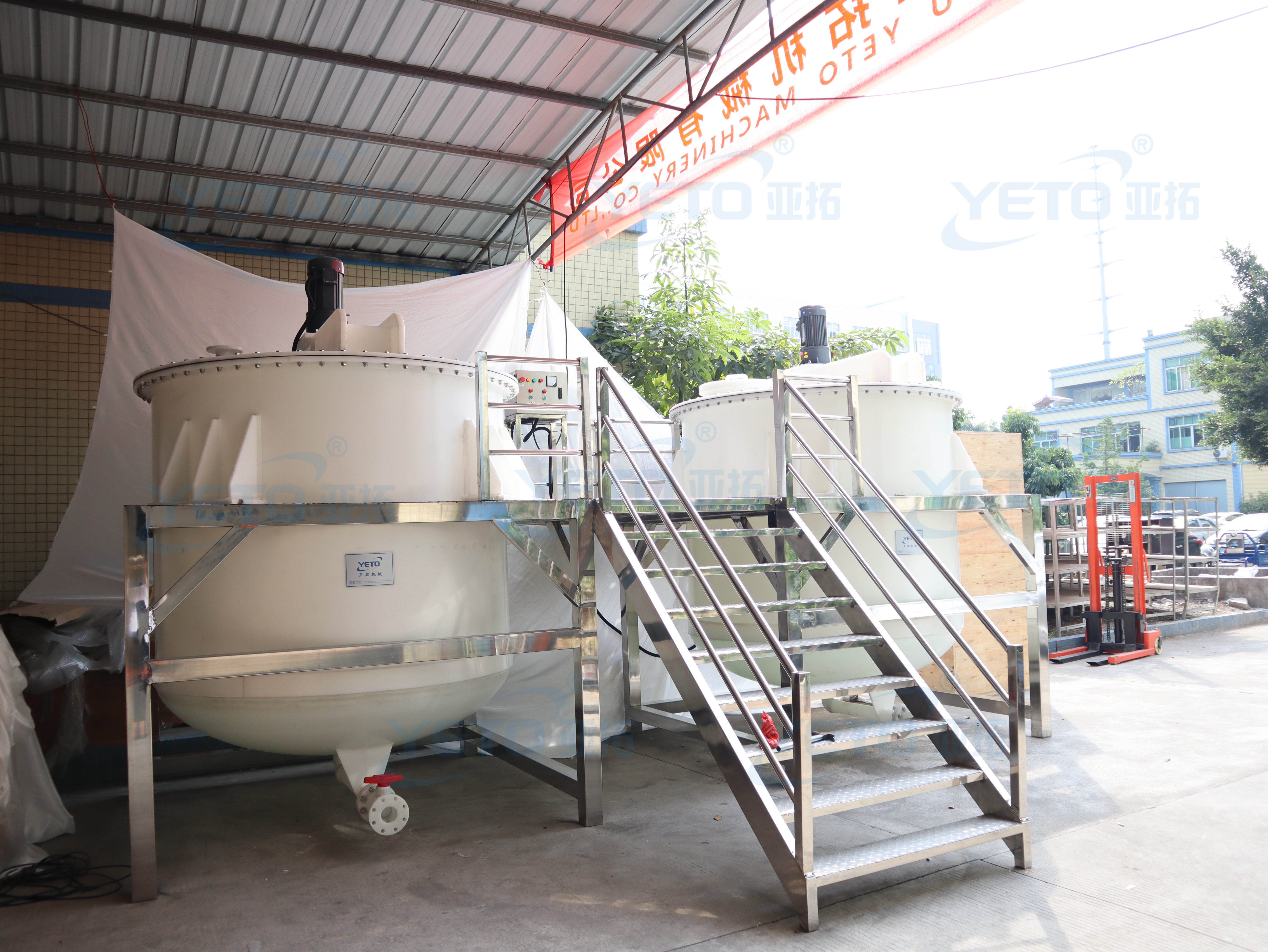 YETO-500-5000L anticorrosion mixing tank bleach making machine stirring mixer tank industrial chemical acid alkali base stirrer