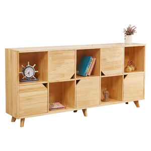 solid pine wood movable book shelf for children functional home display rack