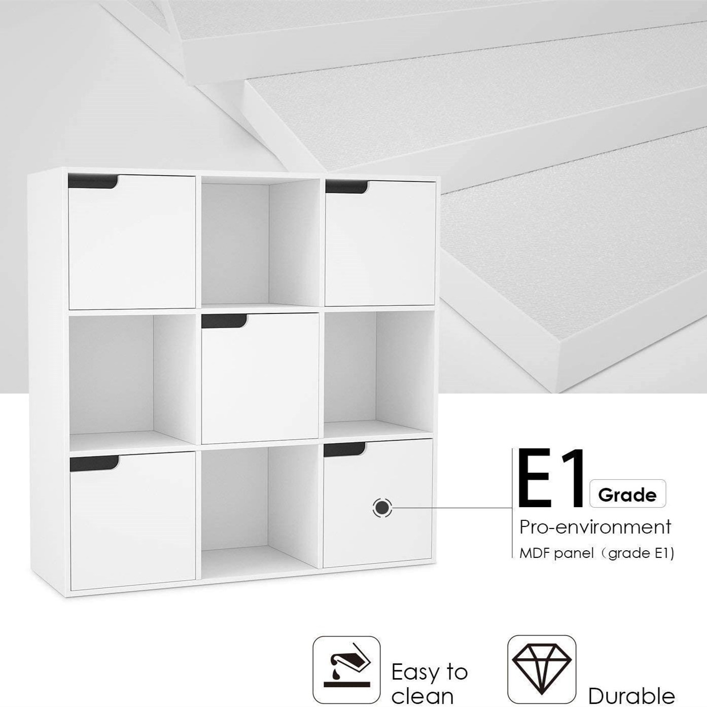 9 Cube Bookcase Cabinet with Doors