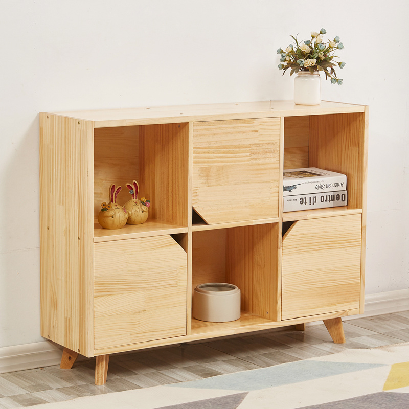 solid pine wood movable book shelf for children functional home display rack