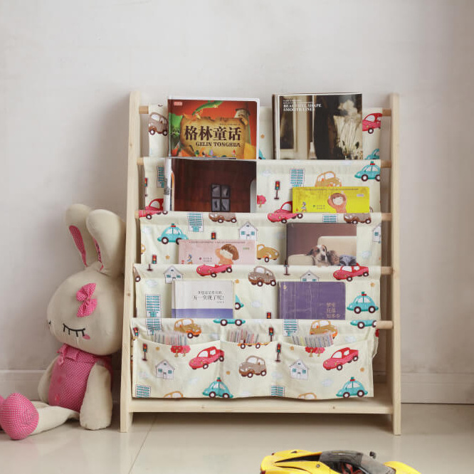 Portable Book Storage Shelf Bookcase,Modern bookcase Cabinet Style Mini Waterproof Fabric Kids Book Shelf