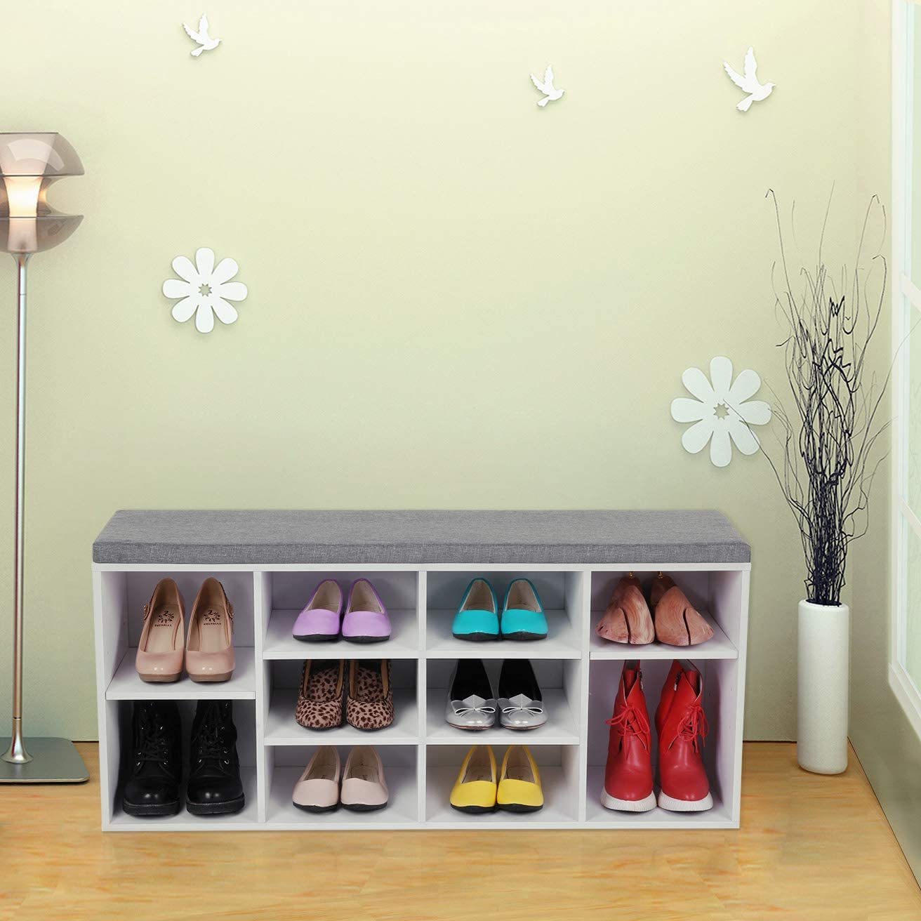 shoes cabinet modern wooden furniture storage with Seat