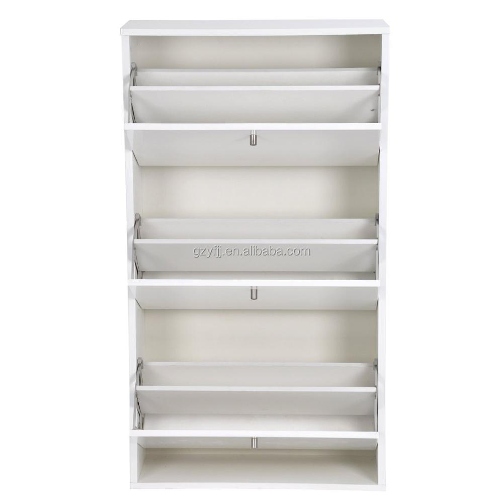 Modern 3-Tier White Shoe Rack Cabinet Drawer Design Entryway Wooden Shoe Organizer 1008