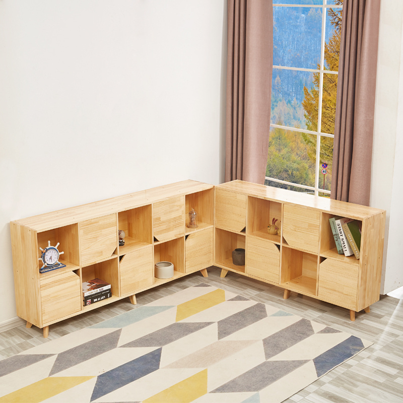 solid pine wood movable book shelf for children functional home display rack