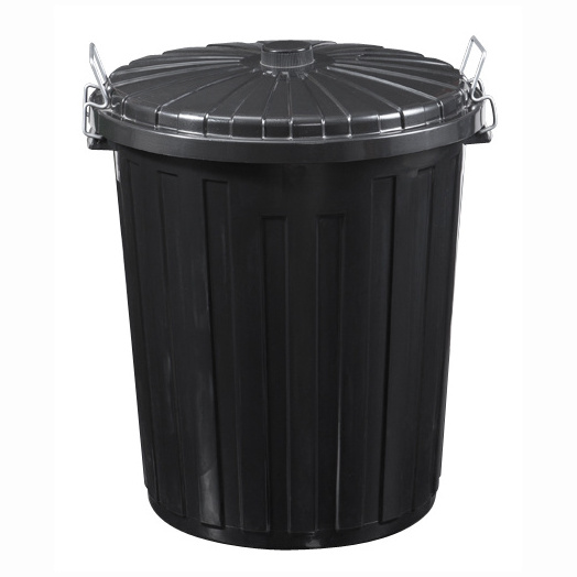 55L Plastic recycle round cpver trash can black waste bin office garbage bin