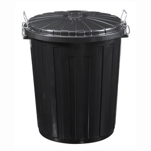 55L Plastic recycle round cpver trash can black waste bin office garbage bin