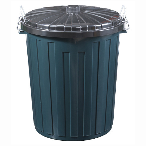 55L Plastic recycle round cpver trash can black waste bin office garbage bin