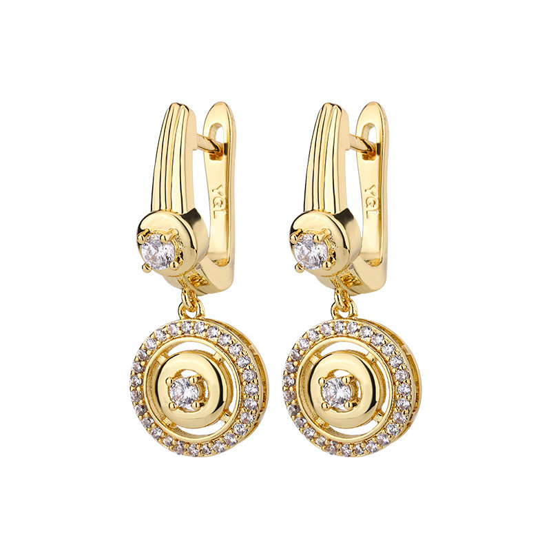 Acero inoxidable joyeria 316 stainless steel jewelry 18k gold plated diamond eye earring