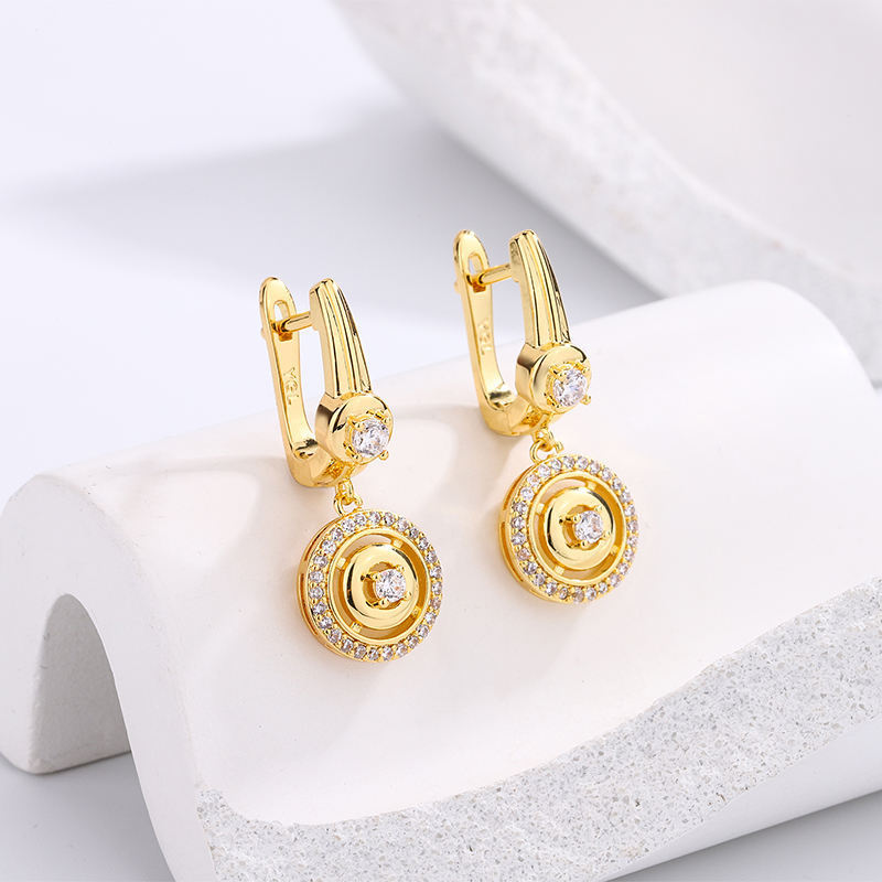 Acero inoxidable joyeria 316 stainless steel jewelry 18k gold plated diamond eye earring