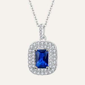 Yh Jewellery 925 Sterling Silver Gemstone Necklace Jewelry Cubic Zirconia Cut Zircon Blue Spinel Luxury Pendant Necklace