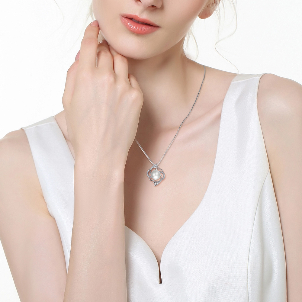 Oem&Odm Yh Jewellery 925 Pearl And Gold Plated Silver Chain Necklace Trendy Pearl Necklace Necklaces Women'S Odm Oem