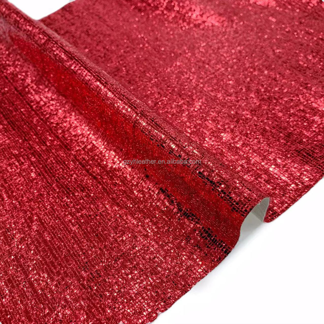 shoes bags bow crafts  shiny synthetic faux leather fabric supplier holographic foil PU glitter fabric fake leather fabric