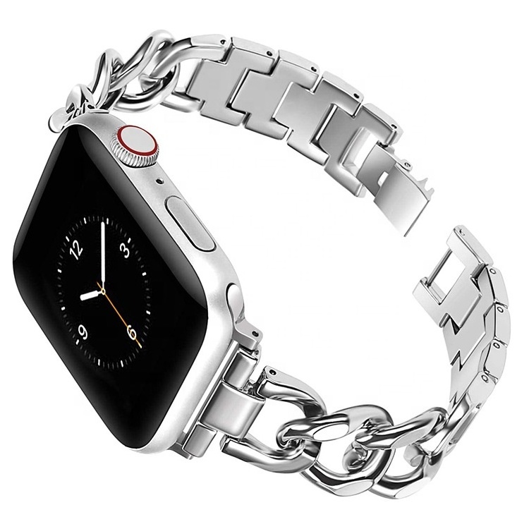 Luxury custom Gold Watch Band For Apple Watch 8 7 41 45mm 6 5 4 Women Stainless Steel Bracelet For iWatch Strap