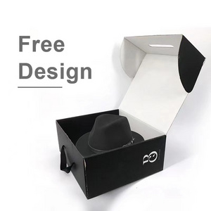 Custom large wide brim cap era fedora hat boxes packaging wholesale panama fedora hat shipping box with handles