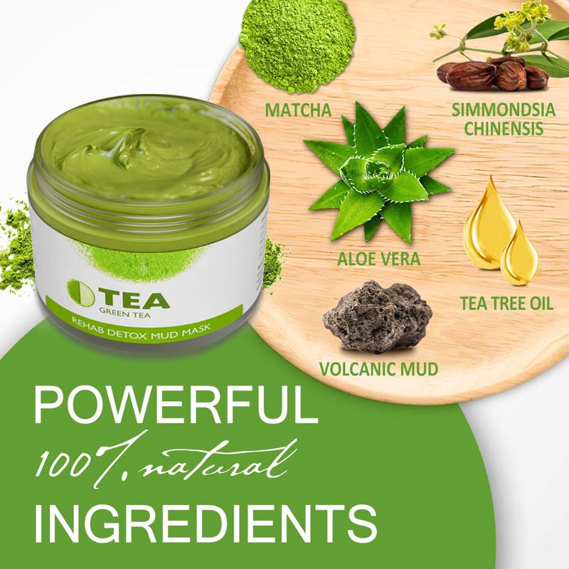 organic natural Moisturizing deep cleaning green tea facial mud mask matcha clay face mask