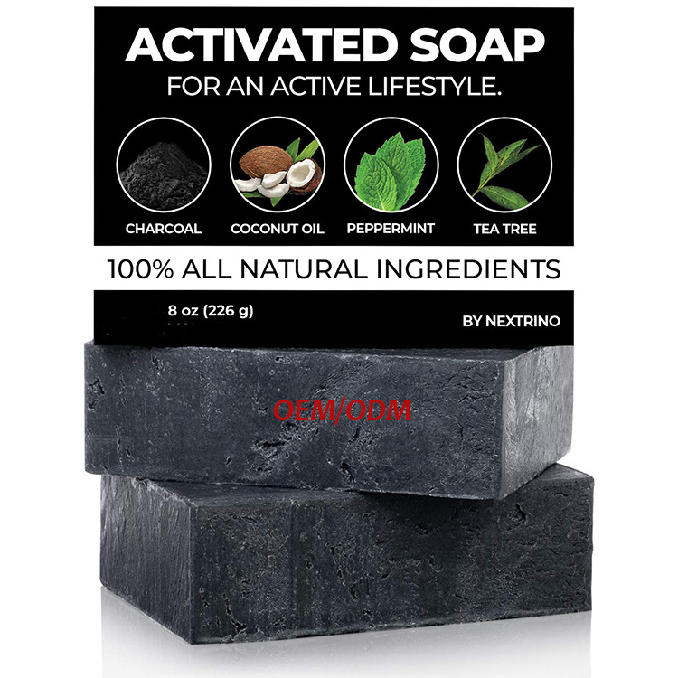 natural organic peppermind activated charcoal tea tree bath black soap