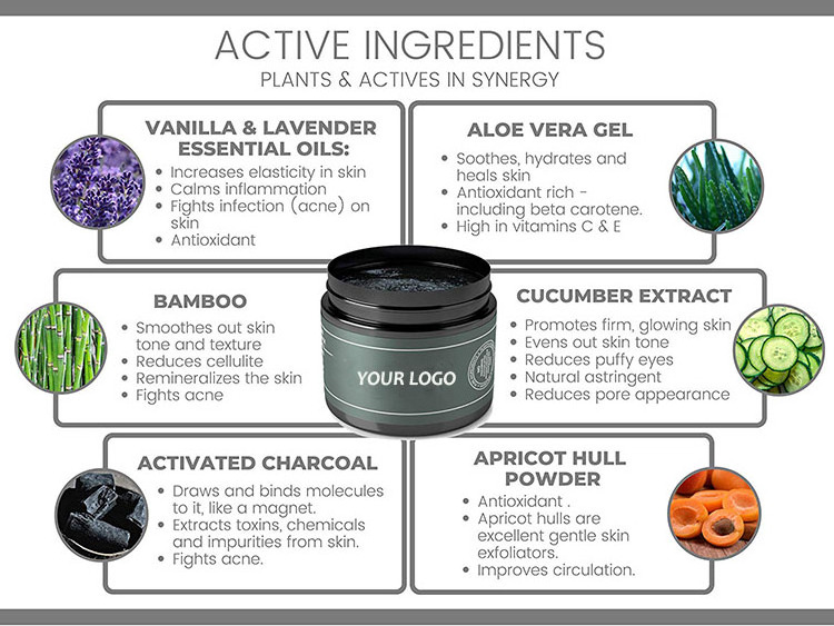 natural activated charcoal exfoliating black lava face scrub For Acne Oily Whitening Lightening Skin