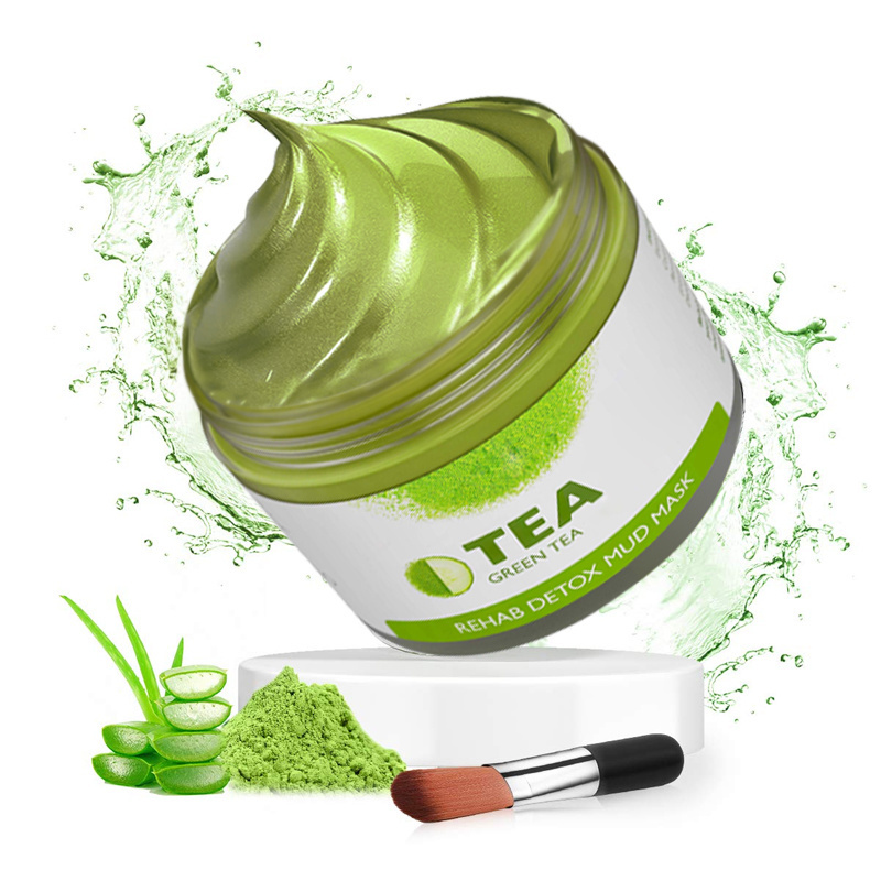 organic natural Moisturizing deep cleaning green tea facial mud mask matcha clay face mask