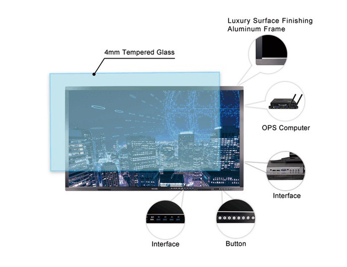 86-Inch Smart Whiteboard with Interactive Digital Pen LCD Display and Tempered Glass Material Aluminum Frame by Manufacturers