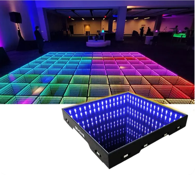 Yifa High Quality RGB Dance Glass Disco Night Club Uplights DMX RGB Color 3d Infinity Mirror Led Dance Floor