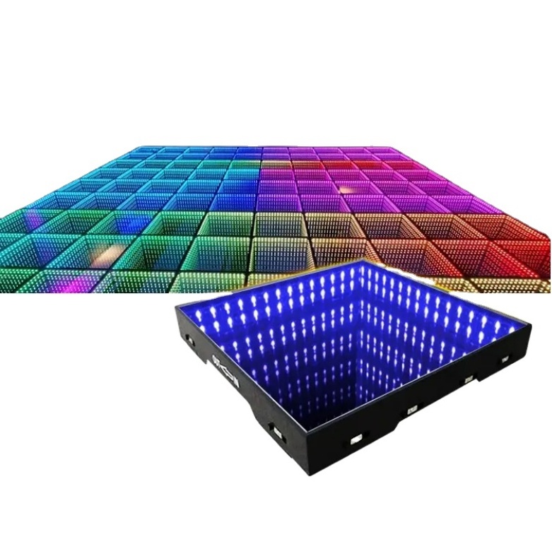 Yifa High Quality RGB Dance Glass Disco Night Club Uplights DMX RGB Color 3d Infinity Mirror Led Dance Floor