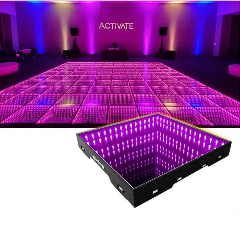 Yifa High Quality RGB Dance Glass Disco Night Club Uplights DMX RGB Color 3d Infinity Mirror Led Dance Floor