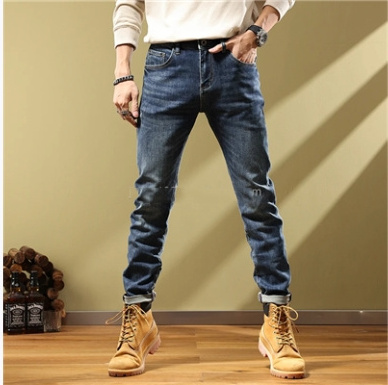 Europe and the United States personality fashion jeans men's fashion brand casual slim-fit small feet stretch pants