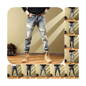 Europe and the United States personality fashion jeans men's fashion brand casual slim-fit small feet stretch pants