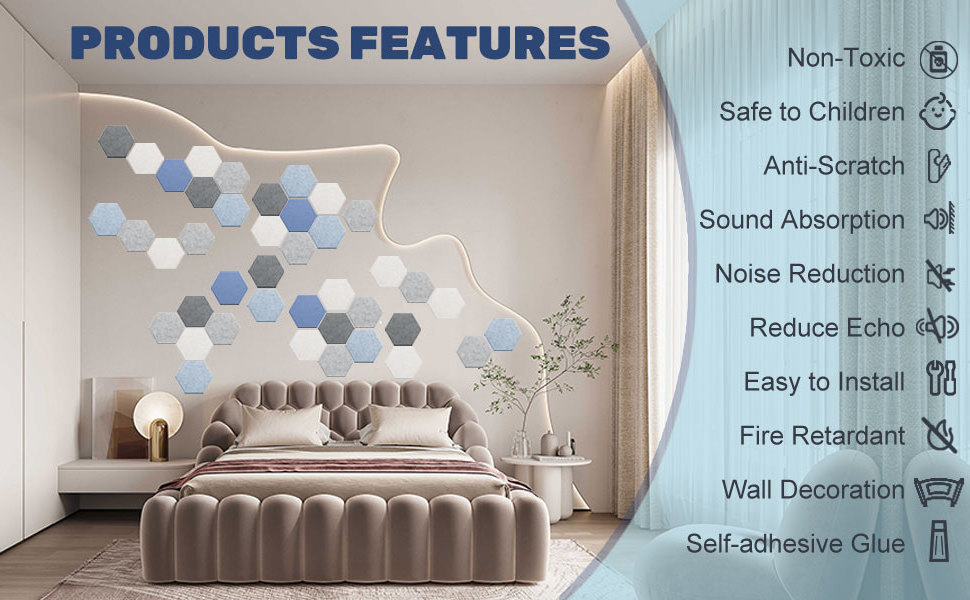 Custom Size Hexagon Acoustic Panels Sound Proof Padding Sound Dampening Panel Soundproof Wall Panels For Office