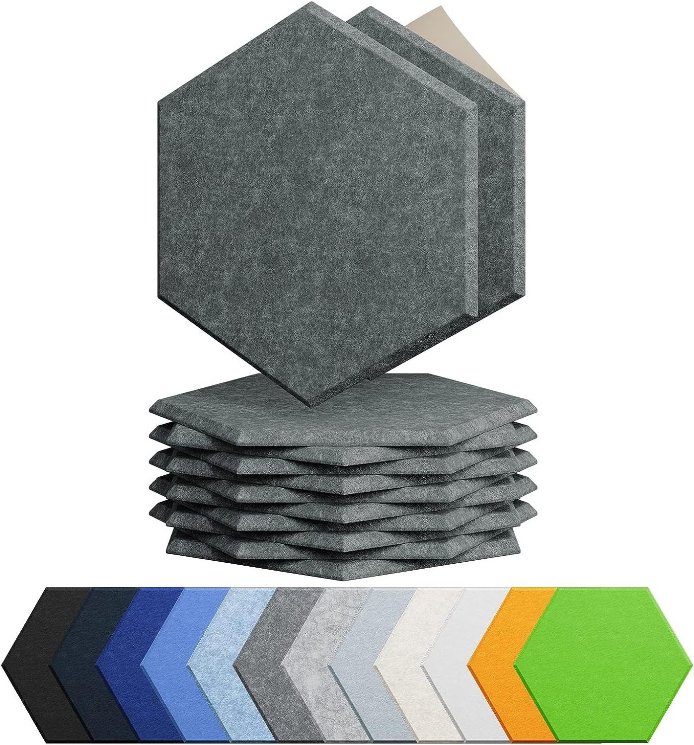 12 Pack Self-adhesive Hexagon Polyester Fiber Sound-absorbing Panel Hexagon PET Felt Sound Proof Wall Panels Acoustic Panels