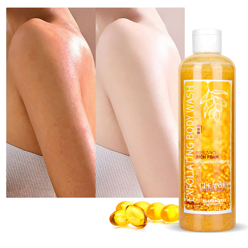 Custom Manufacturer MELAO Skin Moisturizing Exfoliator Body Wash Thick Full Biotin Collagen 24K Gold Bath Shower Gel