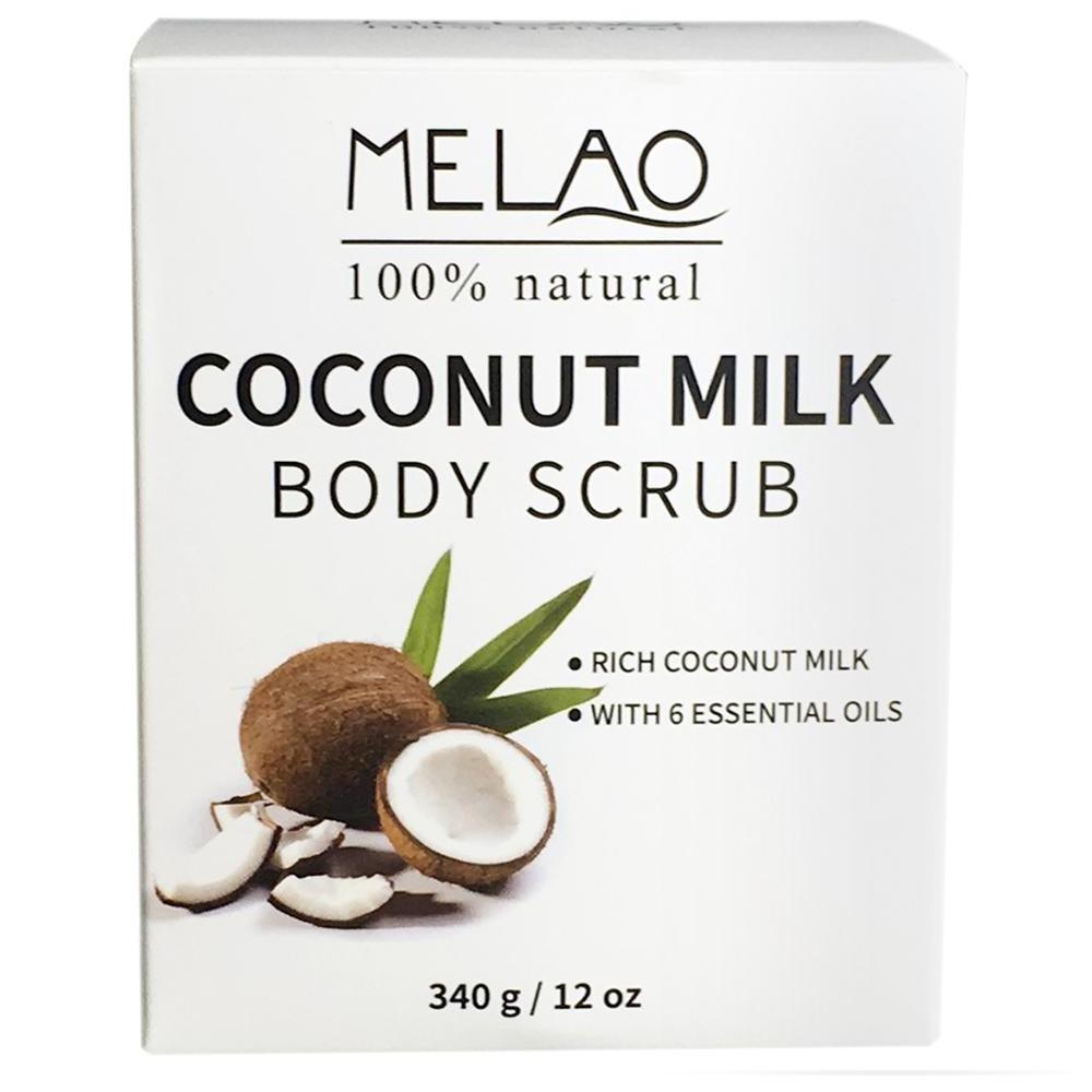 Coconut Milk Body Scrub Anti Cellulite Scrub & Exfoliator, 12 Oz Natural Skin Care Formula Helps with Stretch Marks, Eczema,