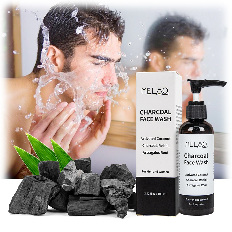 OEM/ODM/MELAO Charcoal Cleanser Milk Vitamin C Niacinamide & Aha Salicylicacid Women Face Wash For Men Acne Facial Cleanser