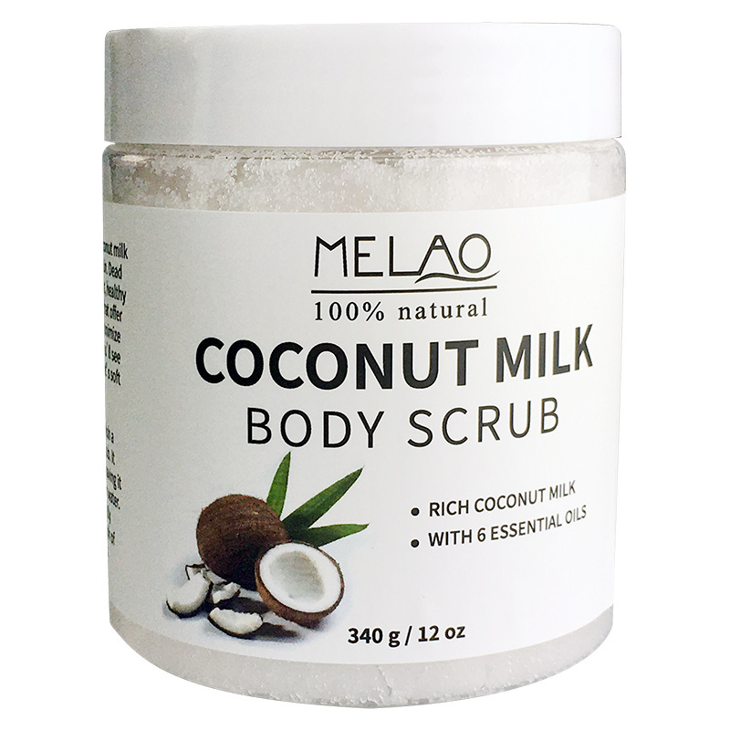 Coconut Milk Body Scrub Anti Cellulite Scrub & Exfoliator, 12 Oz Natural Skin Care Formula Helps with Stretch Marks, Eczema,