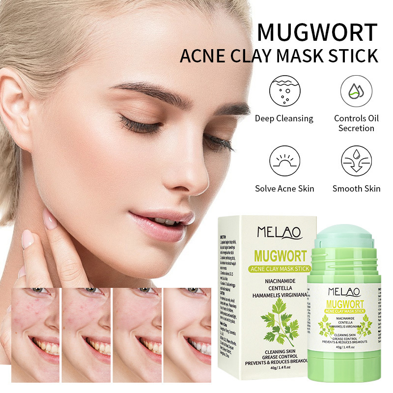 High Quality Wholesale Mugwort Acne Clay Mask Stick Face Moisturizes Oil Control Deep Clean Mud Pore Clay Mask Stick