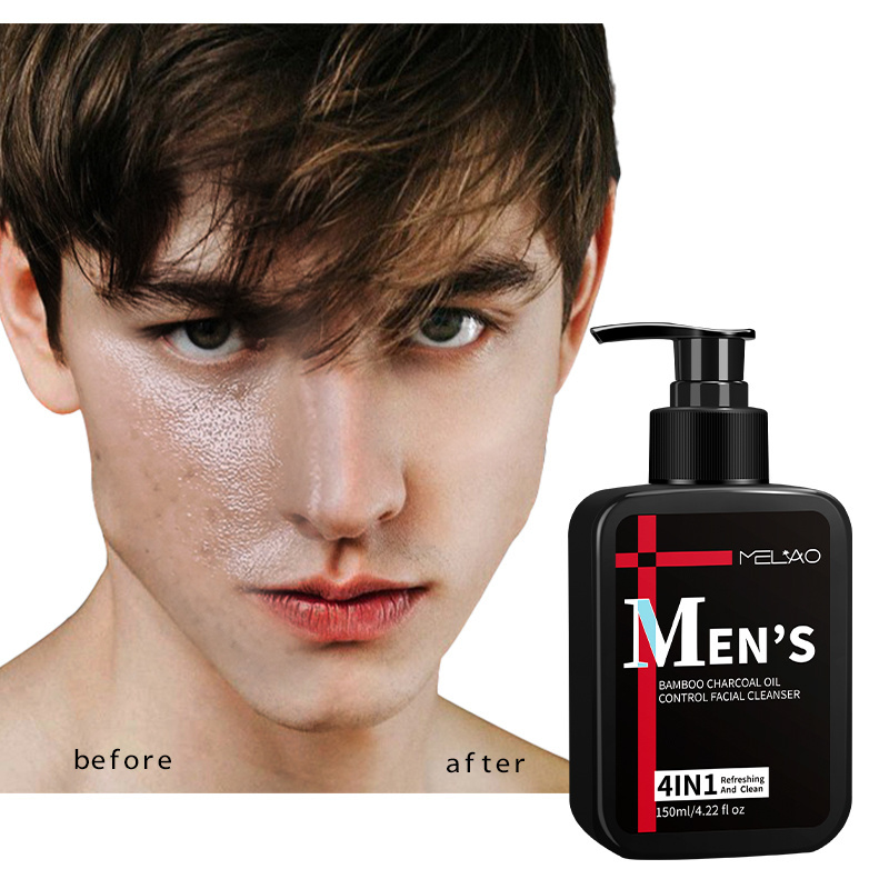 Gentle Face Cleanser Foaming Men Face  Washing Pores Remove Blackhead Oil Control Bamboo Charcoal Face Wash For Men