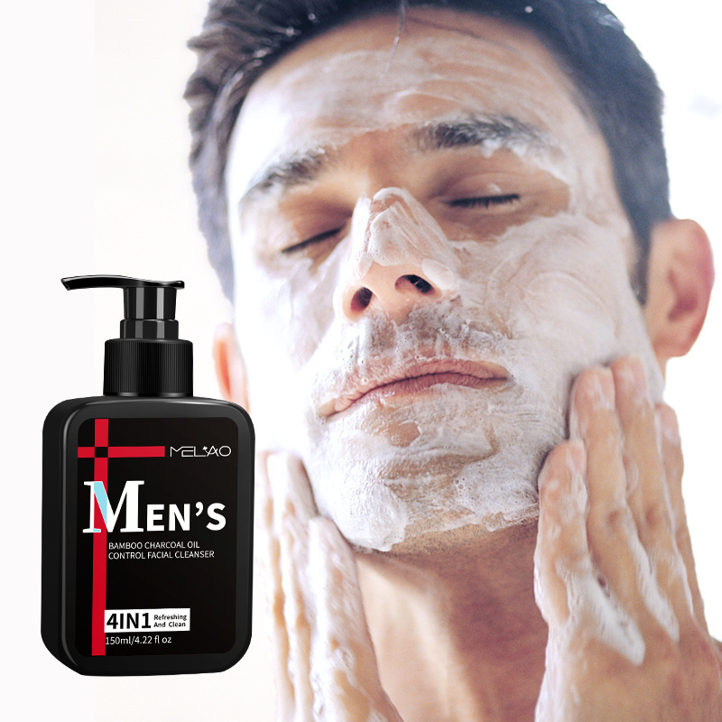 Gentle Face Cleanser Foaming Men Face  Washing Pores Remove Blackhead Oil Control Bamboo Charcoal Face Wash For Men