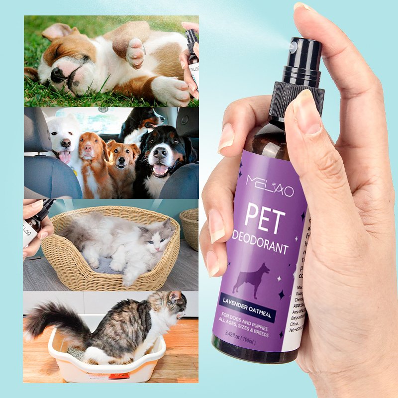 Custom Logo Dog Grooming Spray Smelly Dogs Odor Eliminate Calming Lavender Oil Pet Deodorant Spray For Dog Cat