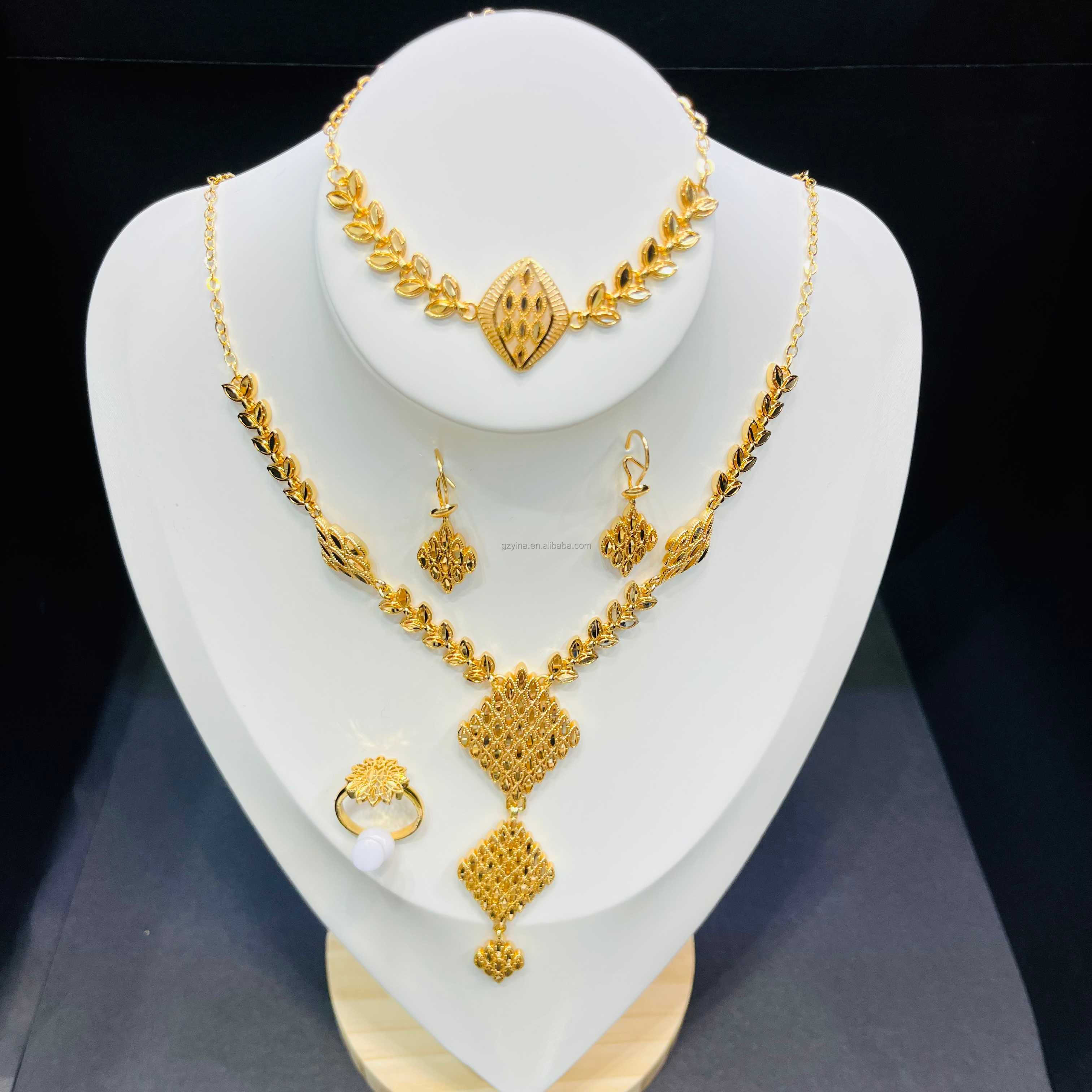 Dubai 24k Gold Plated Jewelry Set For Women Bridal Wedding 4pcs sets African Bridal Wedding Jewelry Sets Wholesale