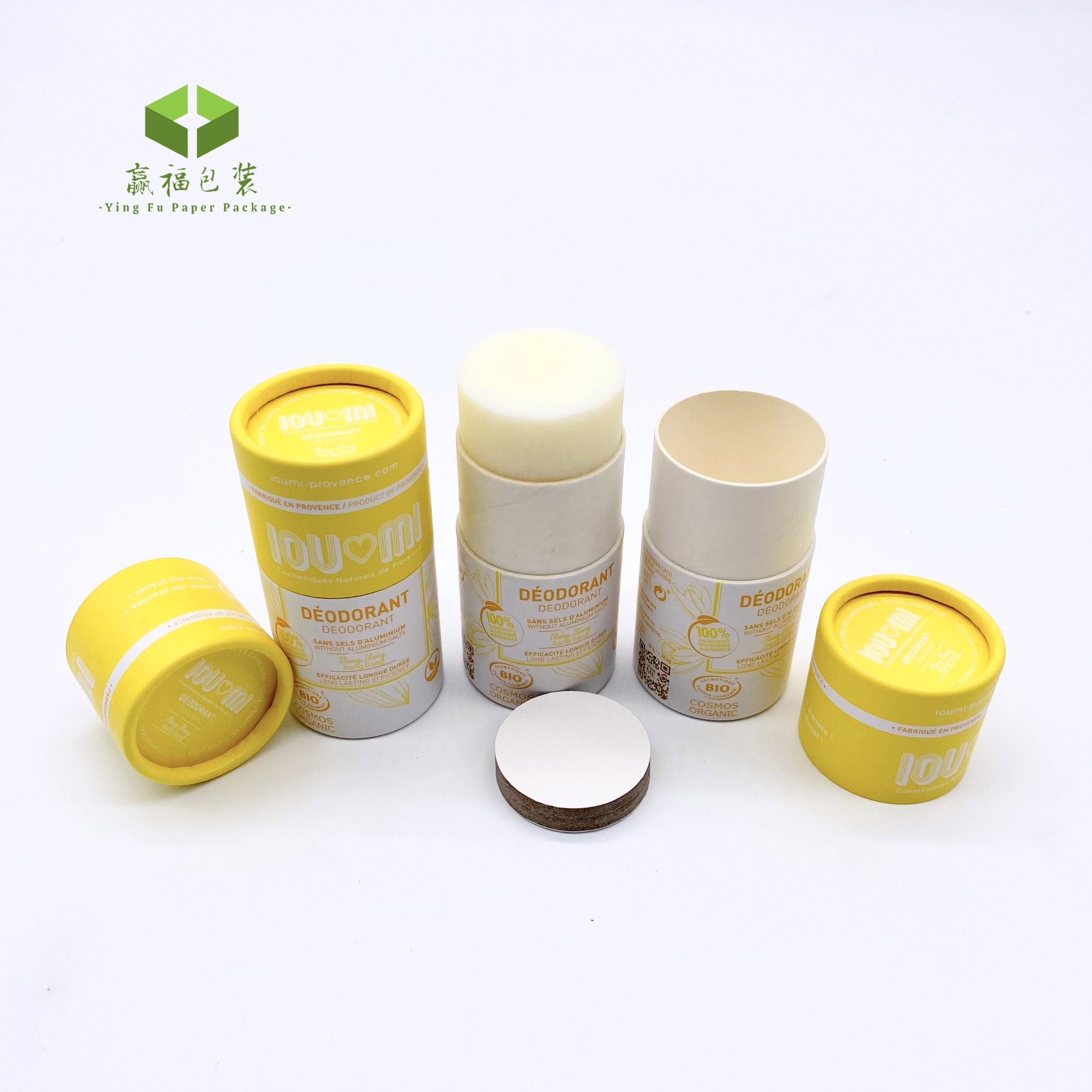 Custom biodegradable skincare solid perfume packaging push up cardboard container lip balm deodorant paper tube ningbo packaging