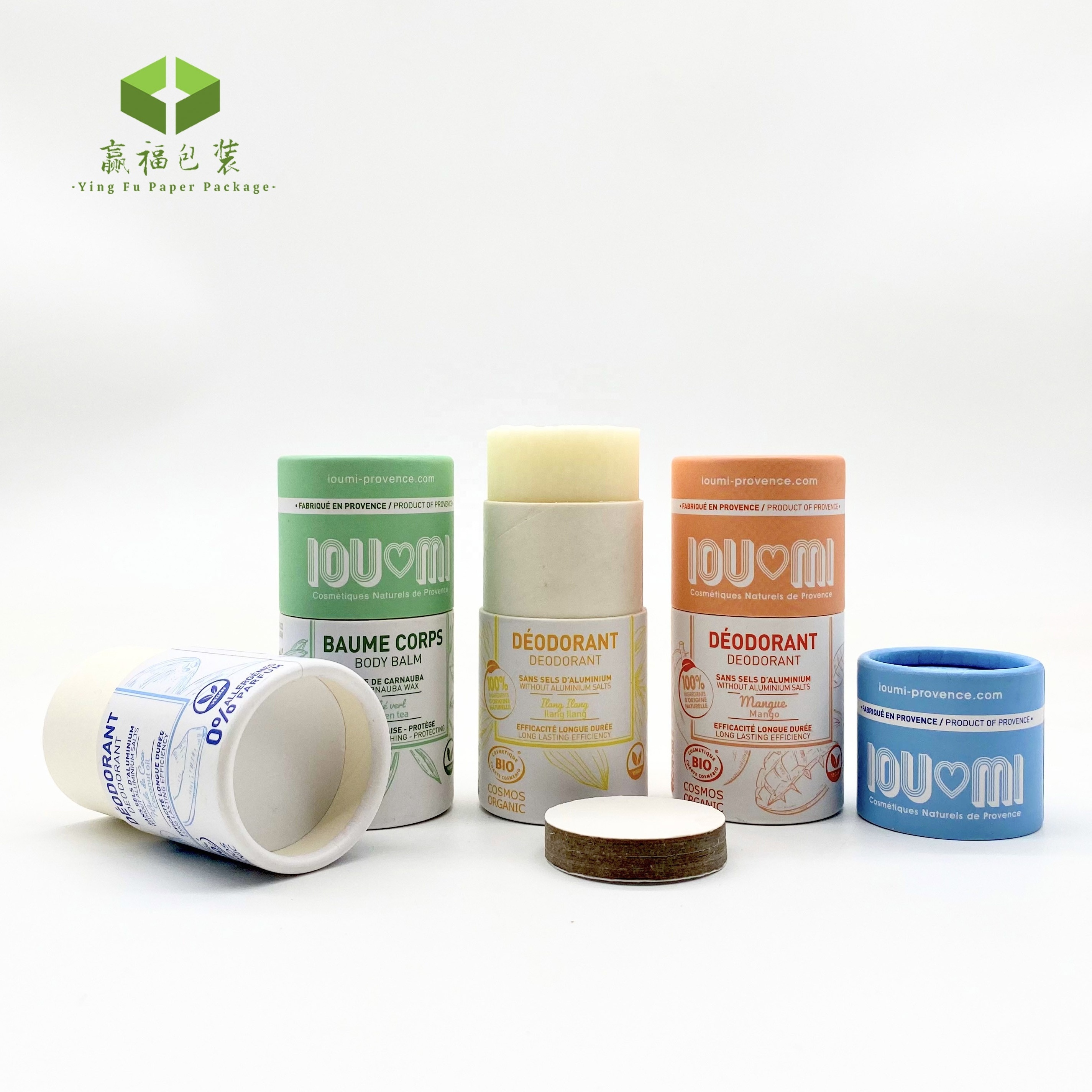 Custom biodegradable skincare solid perfume packaging push up cardboard container lip balm deodorant paper tube ningbo packaging