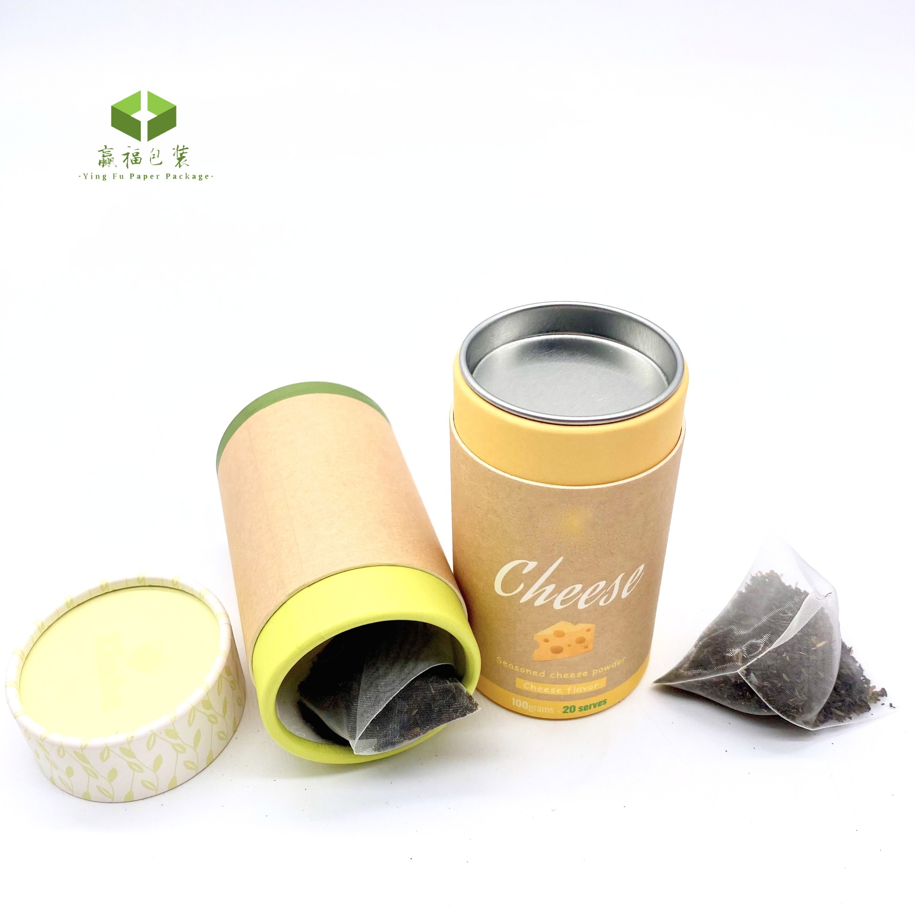 wholesale custom biodegradable cardboard cylinder food coffee tea packaging canister paper tube box