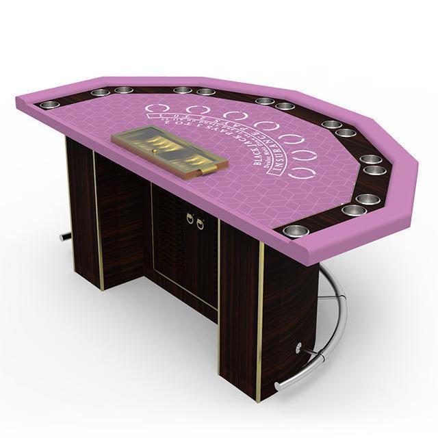 YH Level Semicircle Polygon Table Top Blackjack Poker Table With Foot Rest Cup Holders Chip Trays