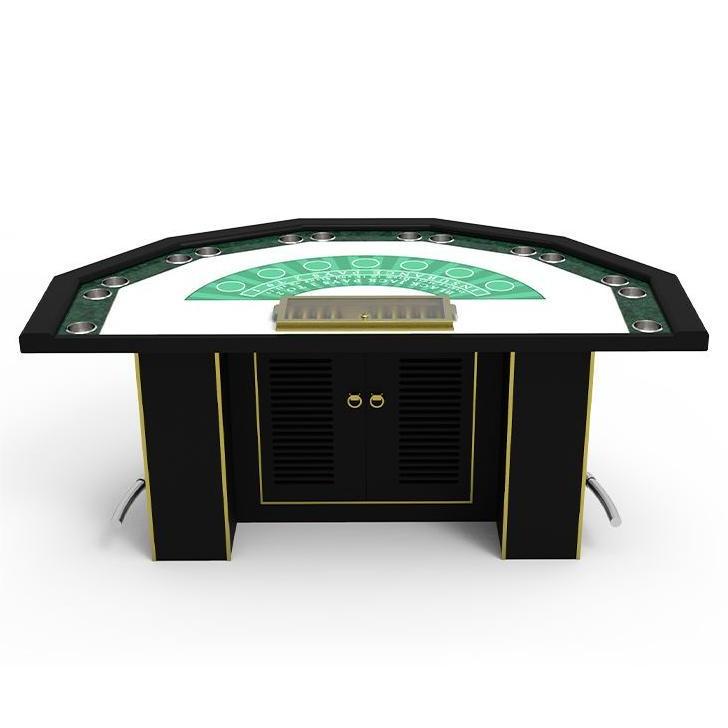 YH Level Semicircle Polygon Table Top Blackjack Poker Table With Foot Rest Cup Holders Chip Trays