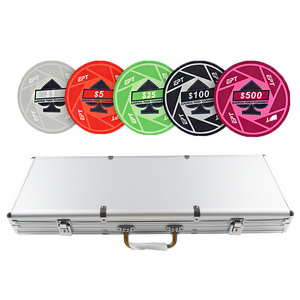 YH Casino Chip New Poker Chips 500pcs/Set Ceramic Chip Set In Aluminum Silver Case